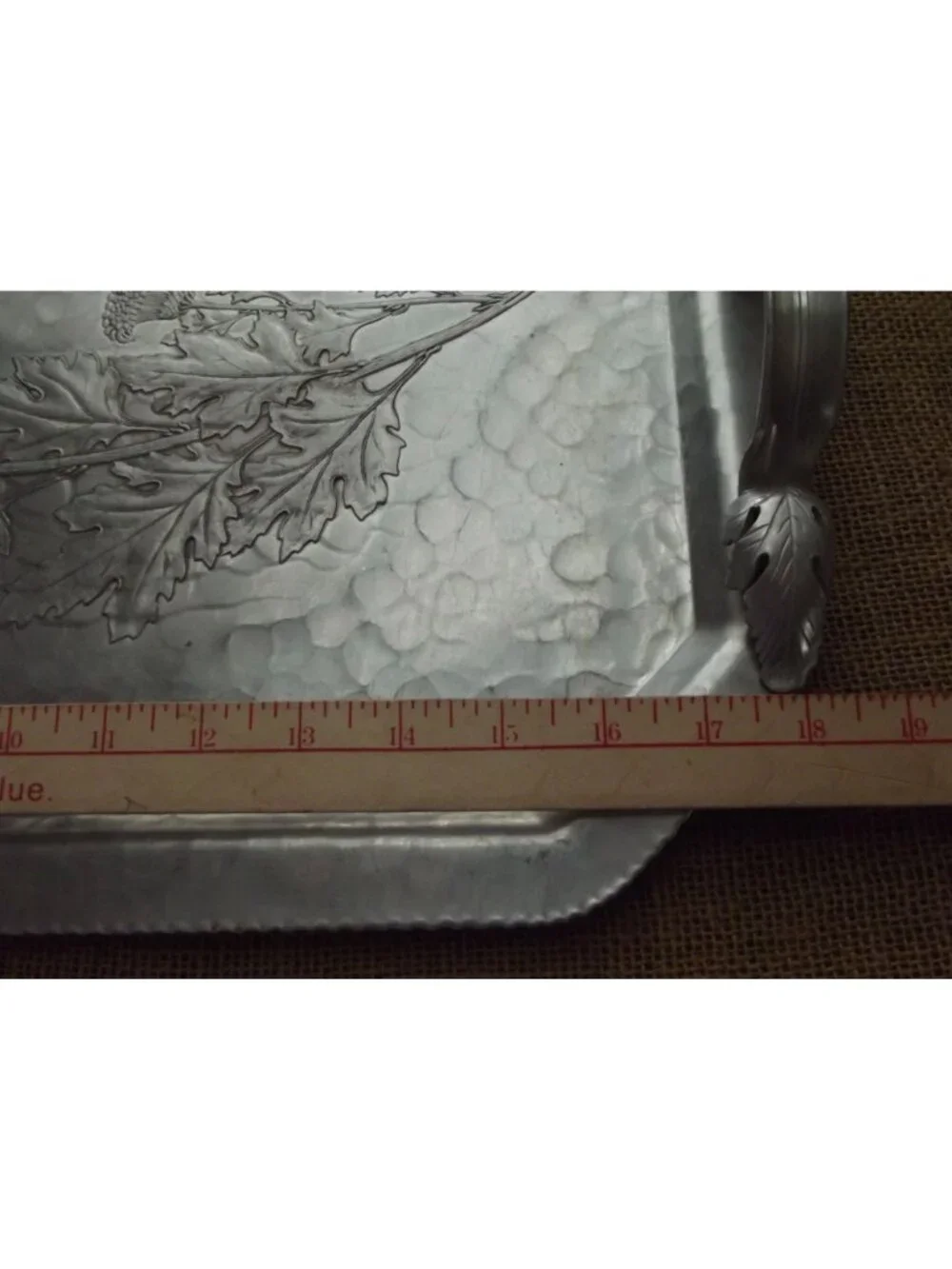 Continental Hand Wrought Silverlook Tray 755 Chrysanthemum Aluminum handles